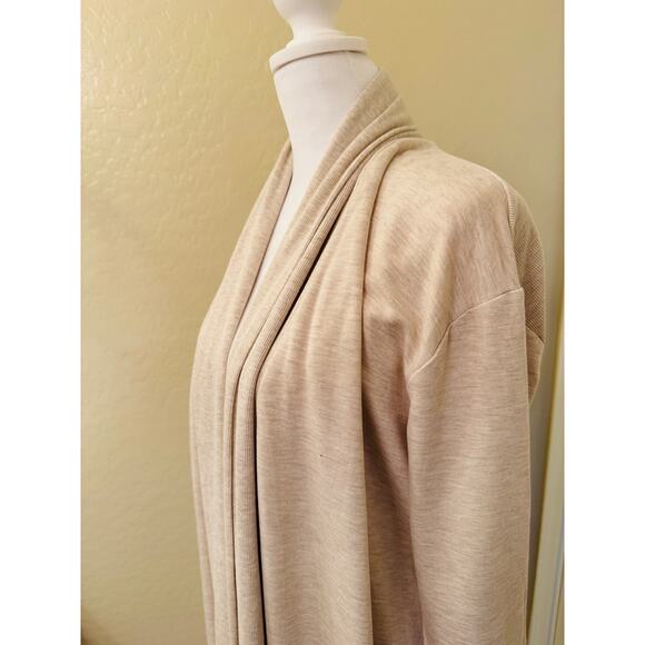 Mono B Long Line Beige Cardigan Back Yoke Sweater Drop Shoulder Pockets Size S - Picture 5 of 10